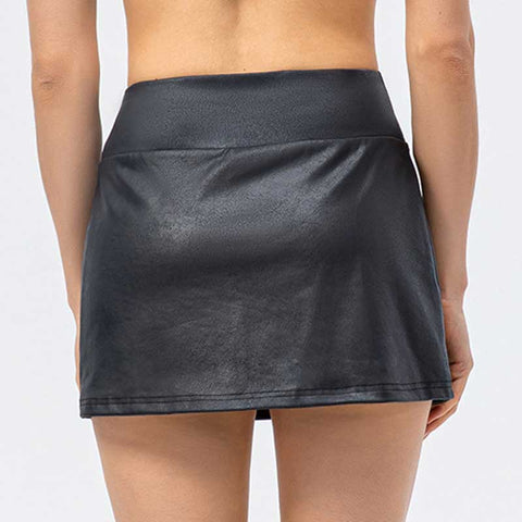 Lesmart Women's High Waisted Faux Leather Skirt