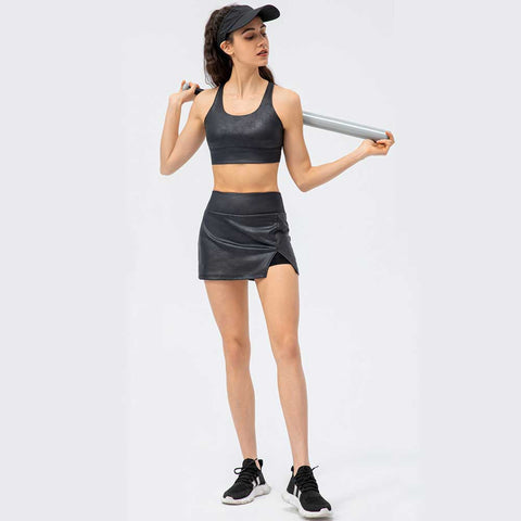 Lesmart Women's High Waisted Faux Leather Skirt