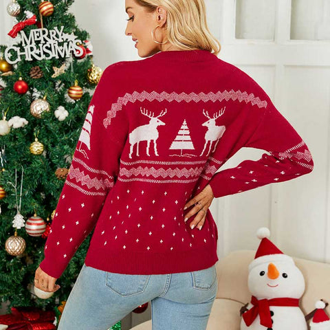 Lesmart Women's Knit Ugly Christmas Reindeer Sweater