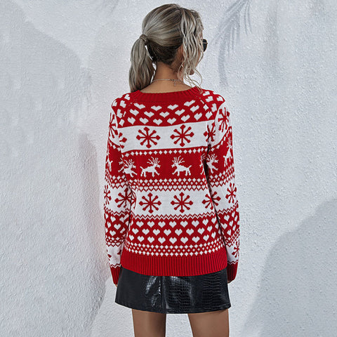 Lesmart Women's Reindeer Snowflake Ugly Christmas Sweater