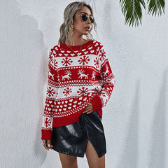 Lesmart Women's Reindeer Snowflake Ugly Christmas Sweater