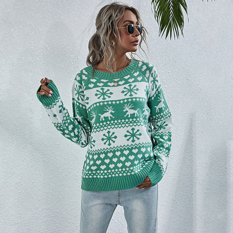 Lesmart Women's Reindeer Snowflake Ugly Christmas Sweater