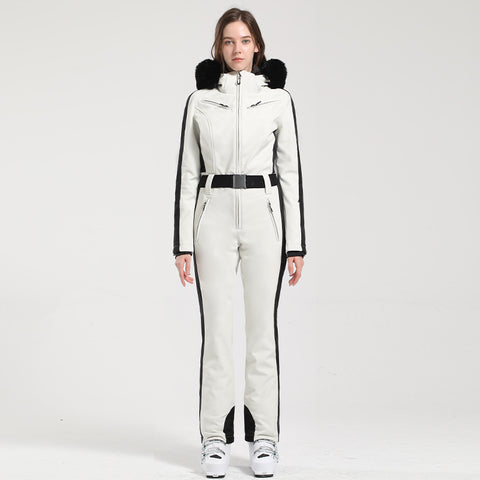 Lesmart Women's Snow Classic Faux-Fur Trim Dawn Ski Suit