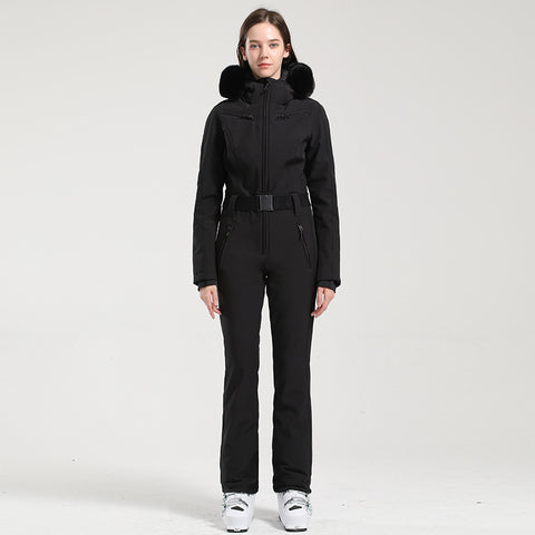 Lesmart Women's Snow Classic Faux-Fur Trim Dawn Ski Suit