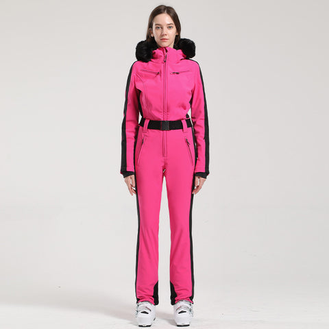 Lesmart Women's Snow Classic Faux-Fur Trim Dawn Ski Suit