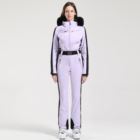 Lesmart Women's Snow Classic Faux-Fur Trim Dawn Ski Suit