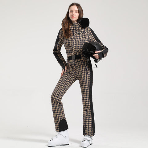 Lesmart Women's Snow Classic Faux-Fur Trim Dawn Ski Suit