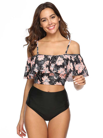 Lesmart Women's Two Piece Ruched High Waist Bikini