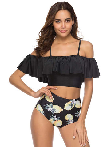 Lesmart Women's Two Piece Ruched High Waist Bikini