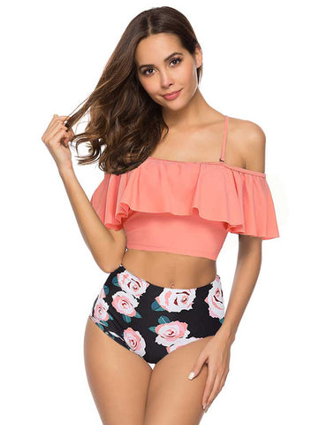 Lesmart Women's Two Piece Ruched High Waist Bikini