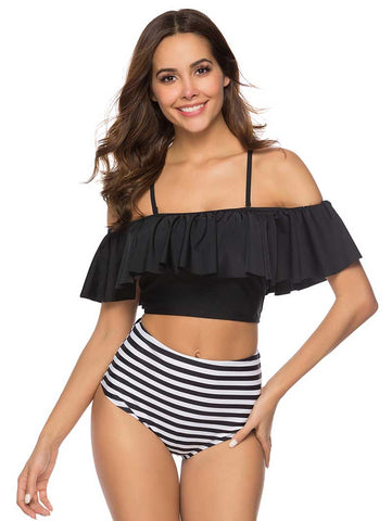 Lesmart Women's Two Piece Ruched High Waist Bikini