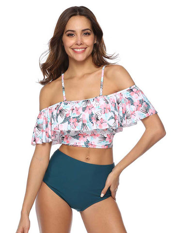 Lesmart Women's Two Piece Ruched High Waist Bikini