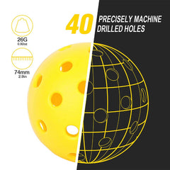 Outdoor Yellow Pickleball Balls 12-Pack