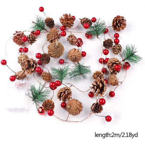 Pine Needle Pine Cone Led Lights Xmas Wreath