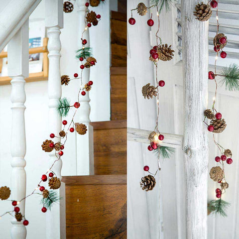 Pine Needle Pine Cone Led Lights Xmas Wreath