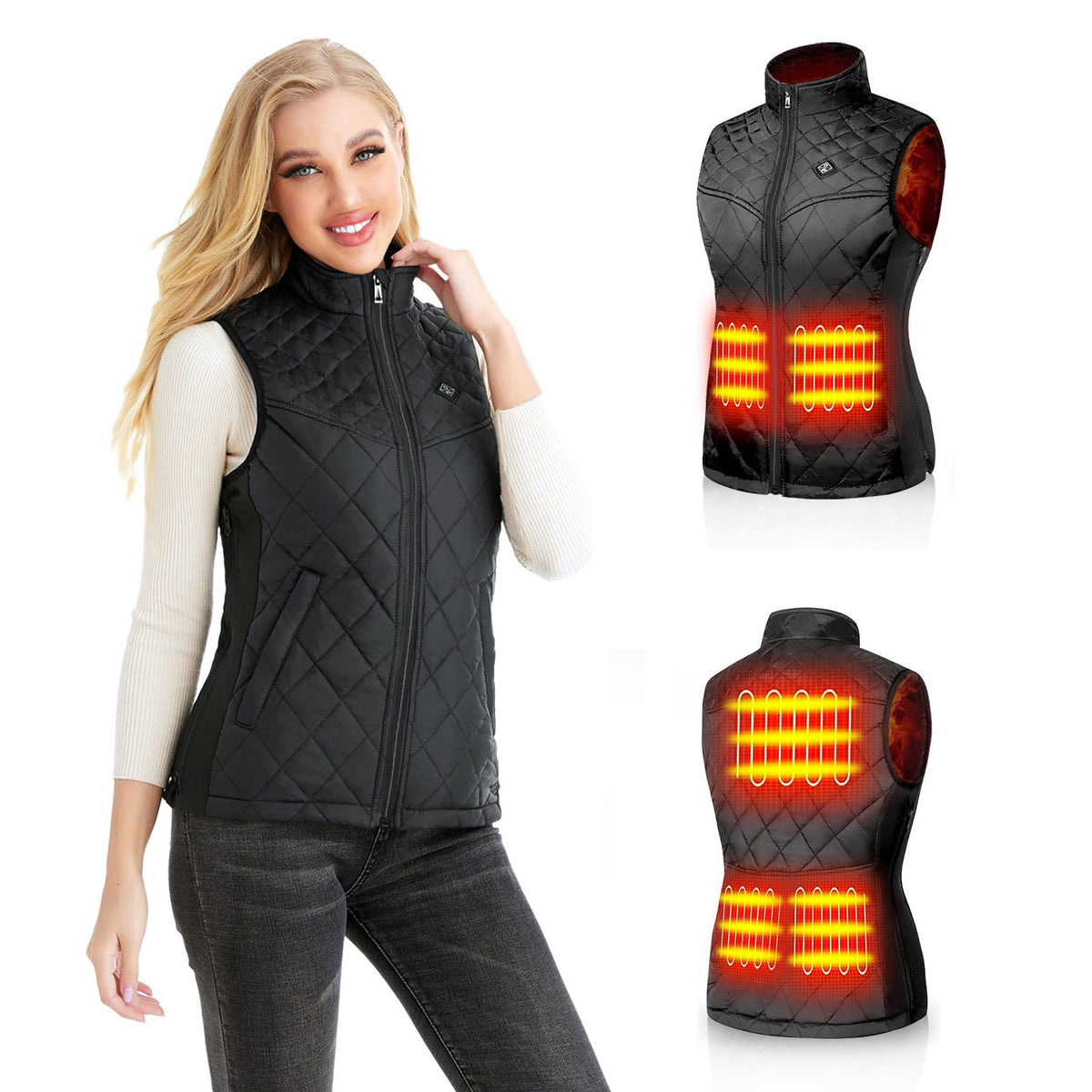 Lesmart Heated Vest for Women, USB Charging 9 Heating Panels