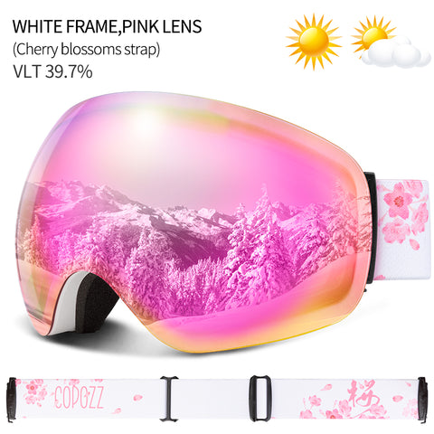 Anti-UV Anti-FOG Spherical Frameless Double-Layer Lens Polarized Ski Goggles