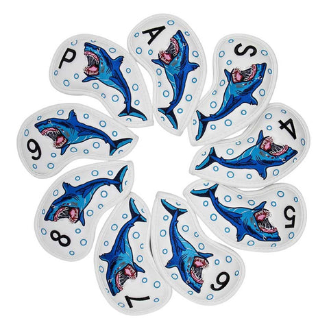 Shark Embroidery Golf Iron Clubs Headcovers Set